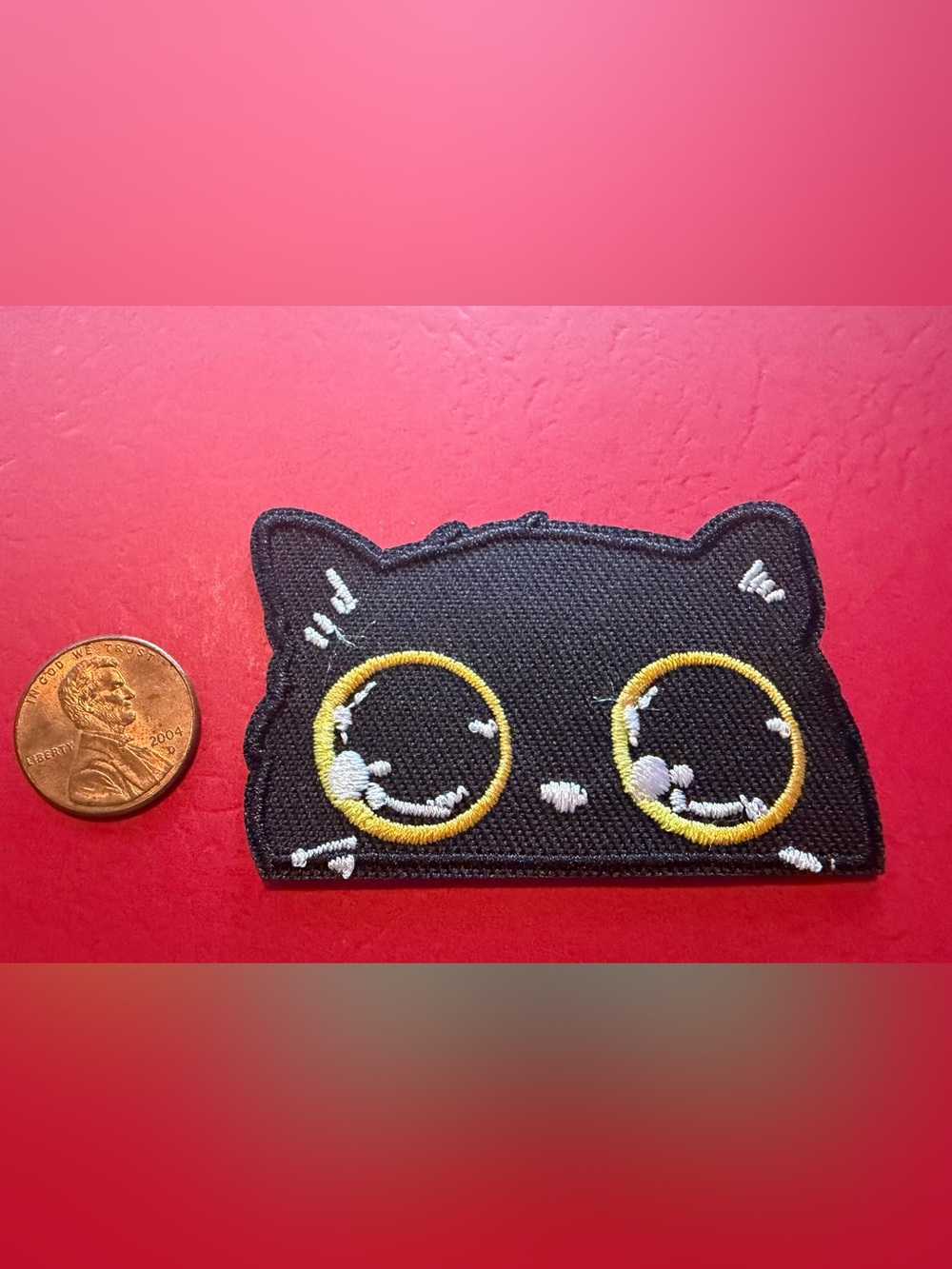 Black Cat Embroidered Pet Accessory Patch - Yellow Eye Accent